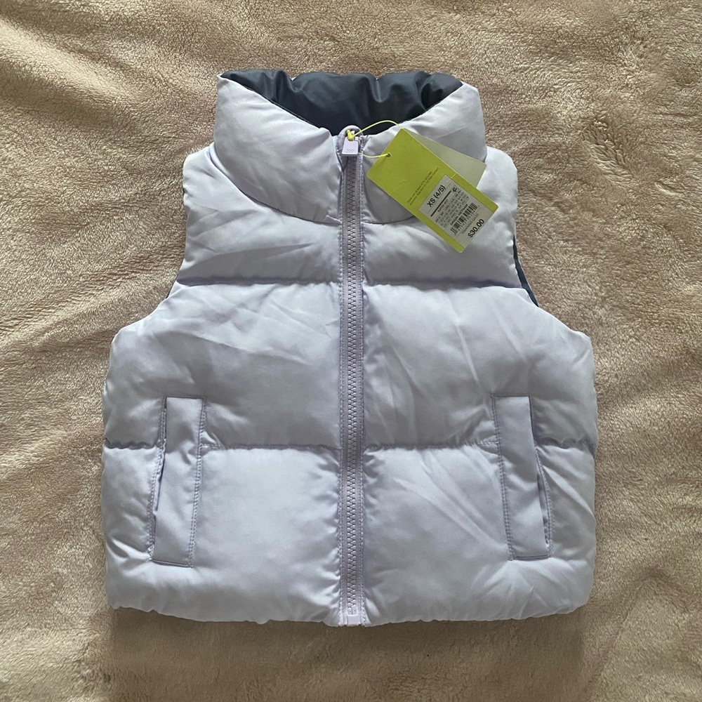 All In Motion Reversible Purple Puffer Vest. Kids Sz XS (4/5).